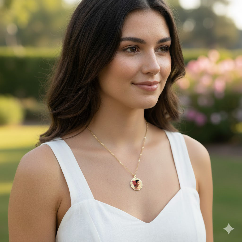 Round Picture Pendant 14K Gold with Cut-Out - Personalized Custom Jewelry with Your Pictures