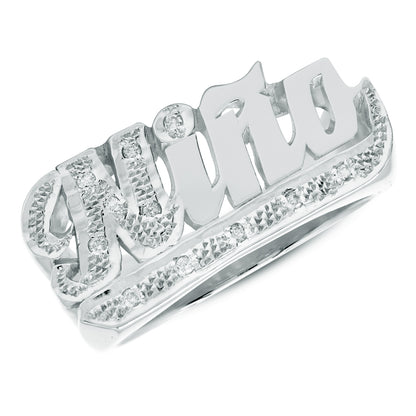 Custom Name Ring in 14K Gold and Diamonds