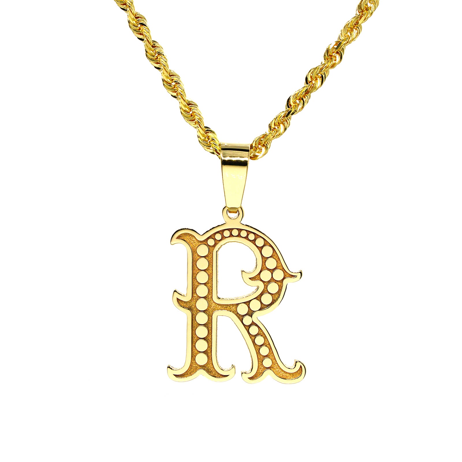 Gothic Monogram Pendant Charm in High Polished 14K Gold – Monograms NYC