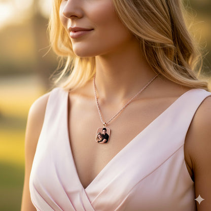 Rounded Rectangle Picture Pendant - Charm with Diamond Cut Edge and HD Laser Printed Custom Jewelry with Your Pictures | Sterling Silver