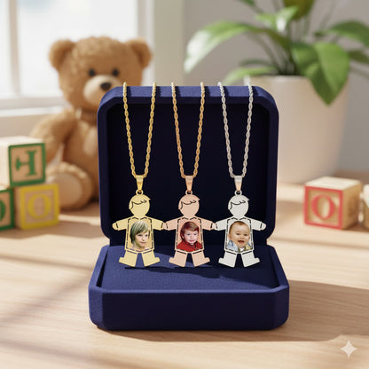 Baby Boy Picture Pendant with Shirt Cut-Out - Personalized Custom Jewelry with Your Pictures | Sterling Silver