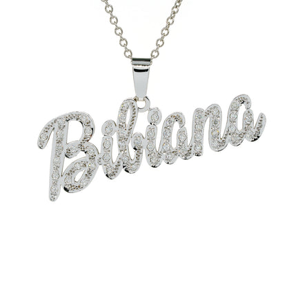 Personalized 14K Gold and Diamonds Double Name Plate