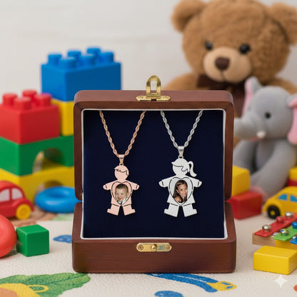 14K Gold Baby Boy Picture Pendant with Heart Cut-Out - Personalized Custom Jewelry with Your Pictures