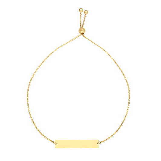 14K Gold Polished ID Friendship Bracelet | Engravable