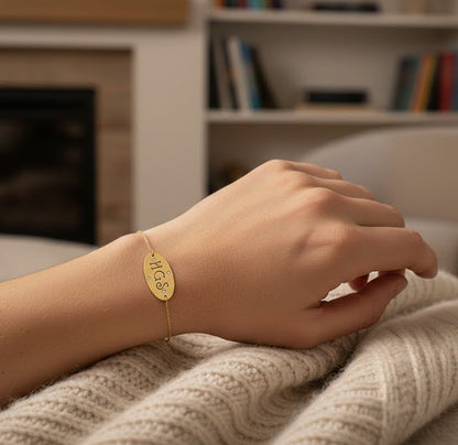 Beautiful 3 initial Monogram Bracelet in 14K Gold and Diamonds