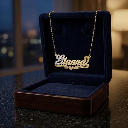 Bespoke 14K Gold Name Necklace with Diamonds on First Letter