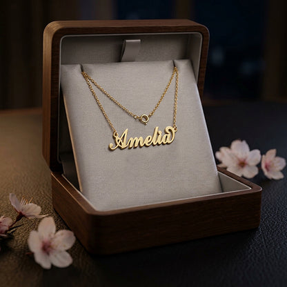 Chain Name Pendant Necklace in High Polished 14K Gold