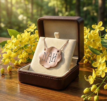 Custom 14K Gold Cloud Disc Three Initial Monogram Necklace