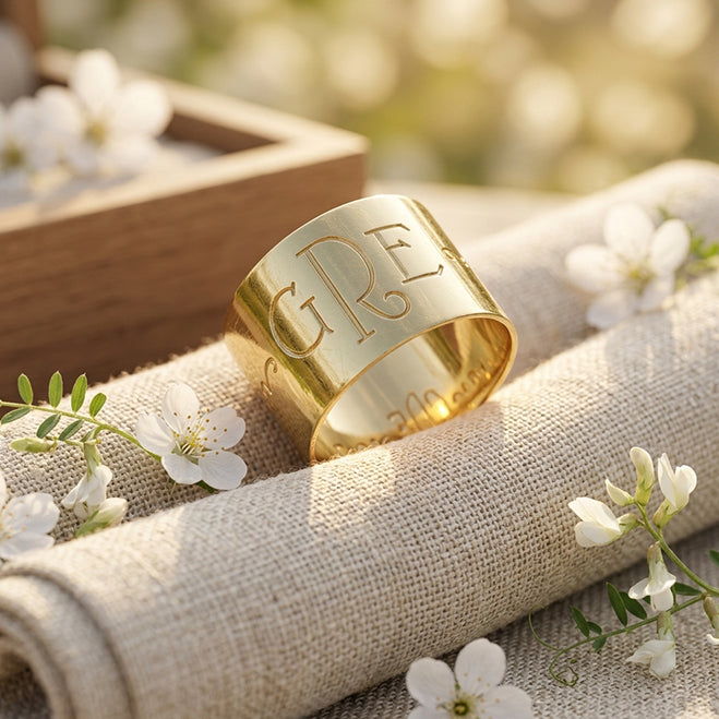 Custom 14K Gold Monogram Ring With Initials