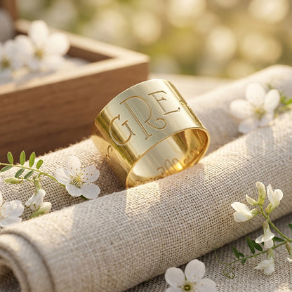 Custom 14K Gold Monogram Ring With Initials