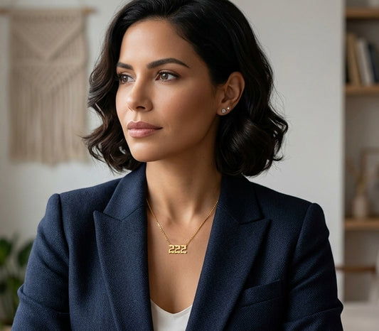 Custom 14K Gold Number Plate Necklace | Old English