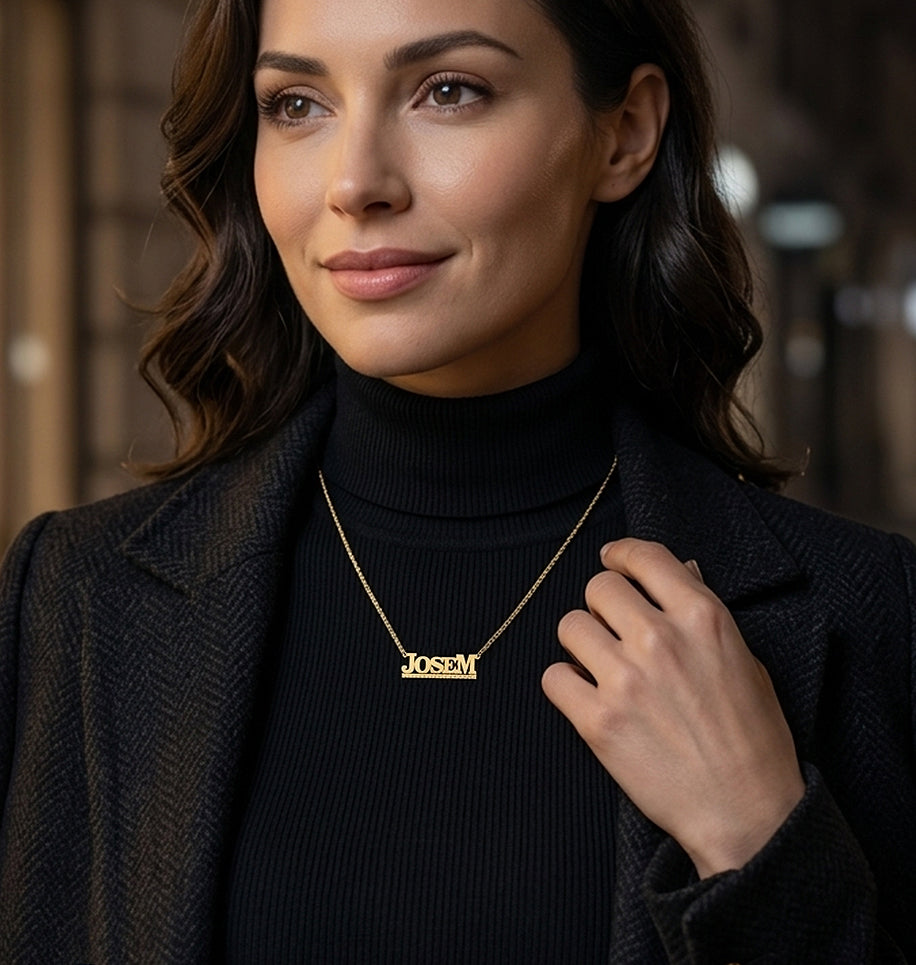 Custom 14K Gold Solid Nameplate Necklace