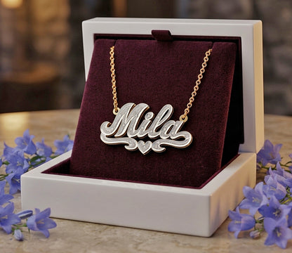 Custom 14K Gold and Diamonds Shadow Box Name Plate