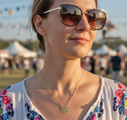 Custom 14k Yellow Gold Script Monogram Necklace