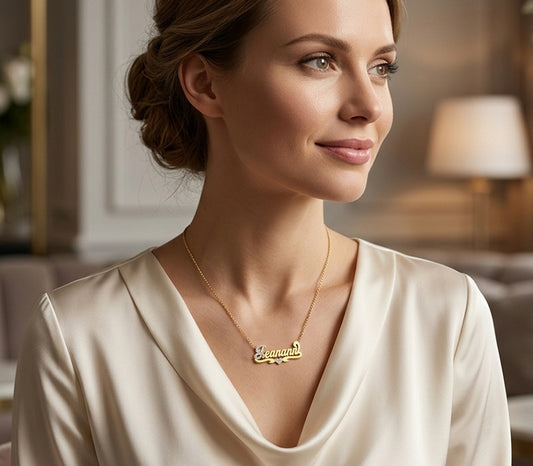 Custom 14kt. Gold Name Necklace with Diamond Sparkle!