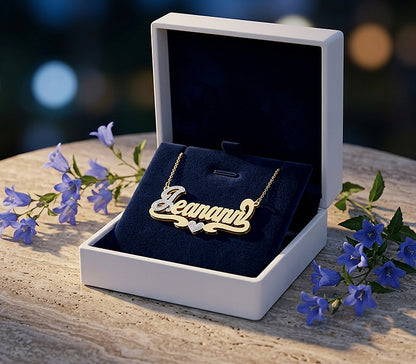 Custom 14kt. Gold Name Necklace with Diamond Sparkle!