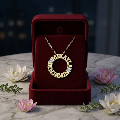Custom Circle Name Pendant in High Polish Block Font