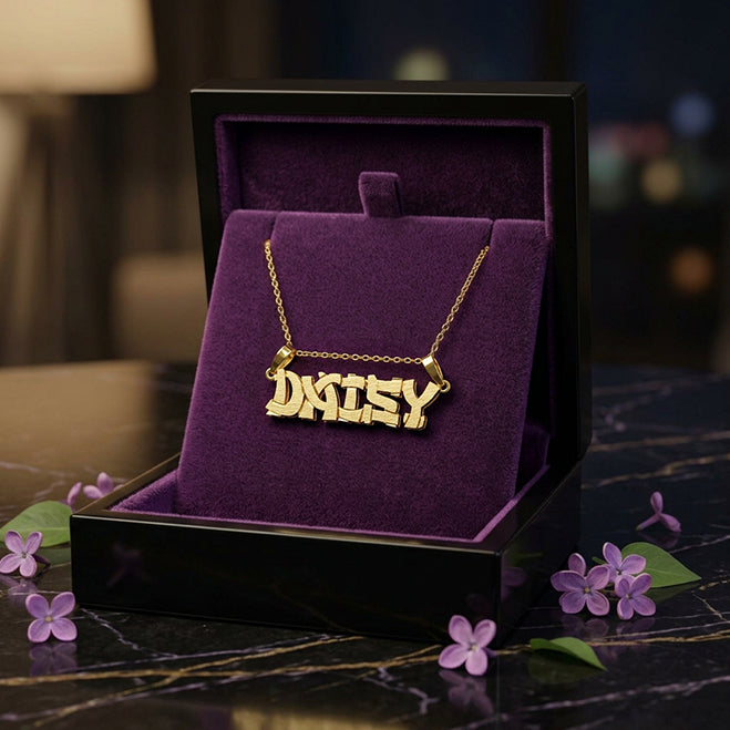 Custom Double Layer Nameplate with Shadowbox in 14K Gold