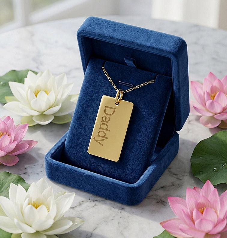 Custom Engravable Dog Tag Pendant in 14K Gold | High Polish