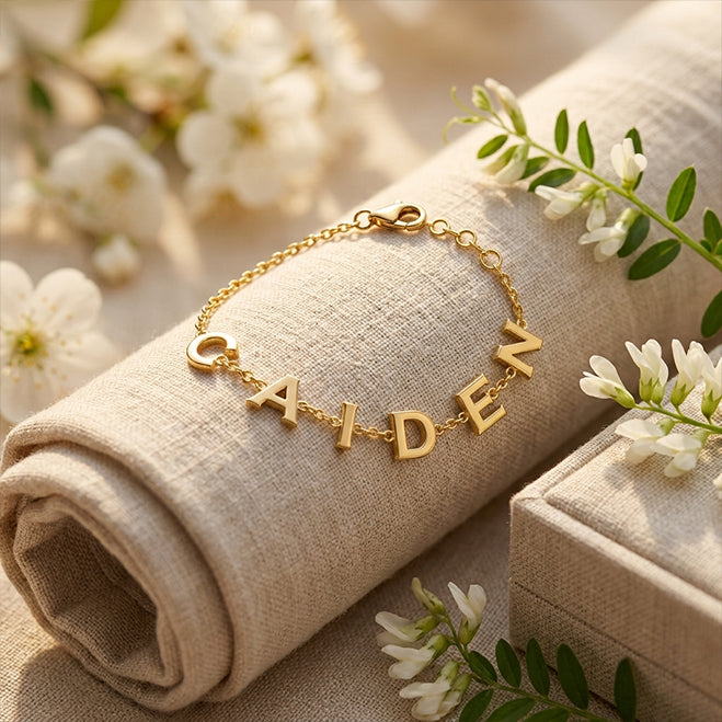 Custom Initial Name Bracelet in 14K Gold