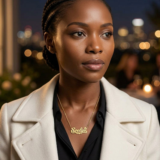 Custom Name Plate Necklace in 14K Gold | High Polish