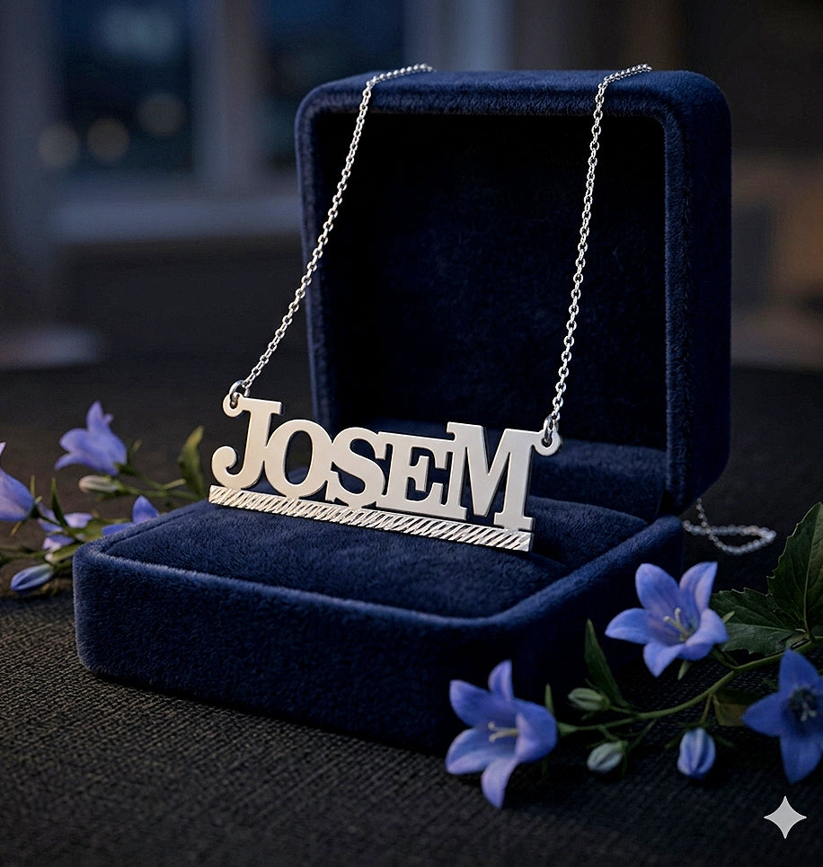 Custom Sterling Silver Solid Nameplate Necklace