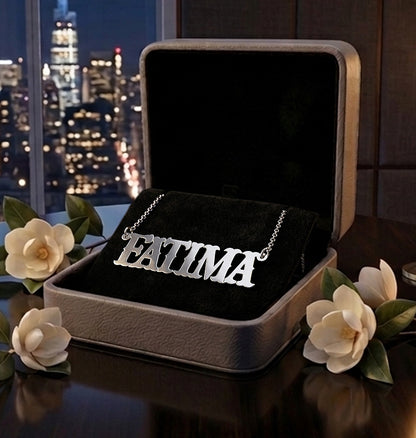 Custom Sterling Silver Western Font Nameplate Necklace