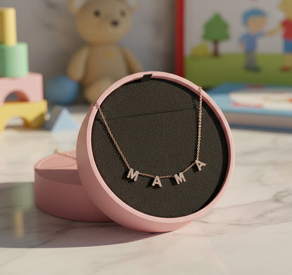 Custom 14K Gold and Diamond Pave Multi-Initials Station Necklace | Letters 6.5mm Tall