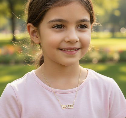 Custom 14K Gold and Diamond Pave Name Necklace