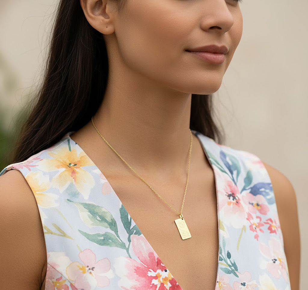 Custom Punch out Monogram on I Love You Dog Tag Pendant in 14K Gold