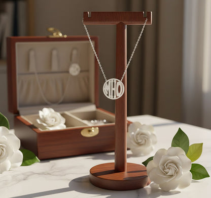 Customizable Block Monogram Pendant in High Polished 14K Gold