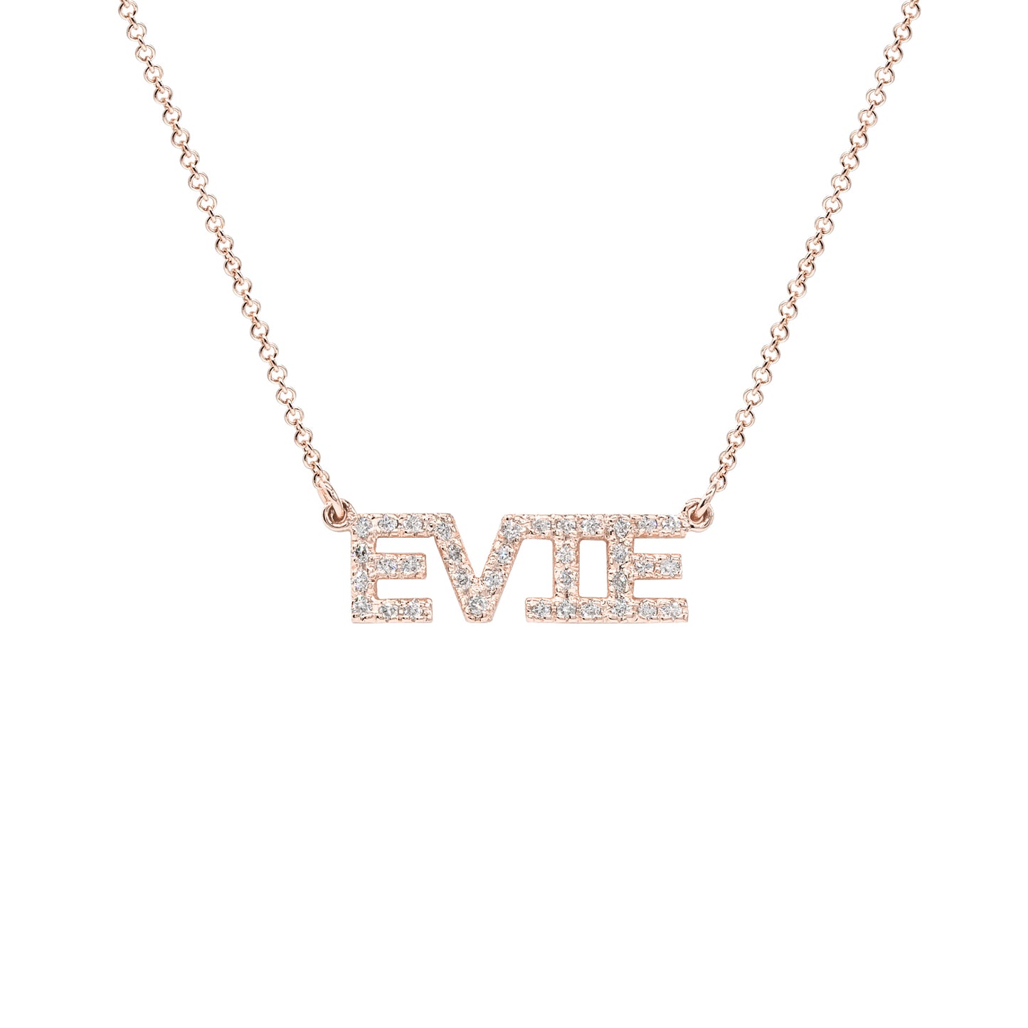 Custom 14K Gold and Diamond Pave Name Necklace