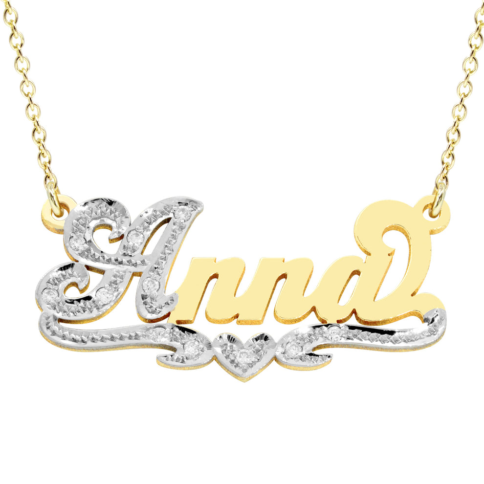 Nameplate with 14K Gold and Diamonds | Script Text – Monograms NYC