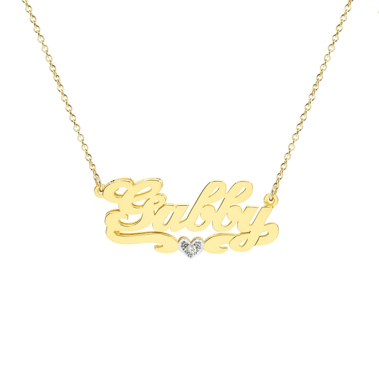 Personalized 14kt. Gold Name Plate Necklace with Diamond