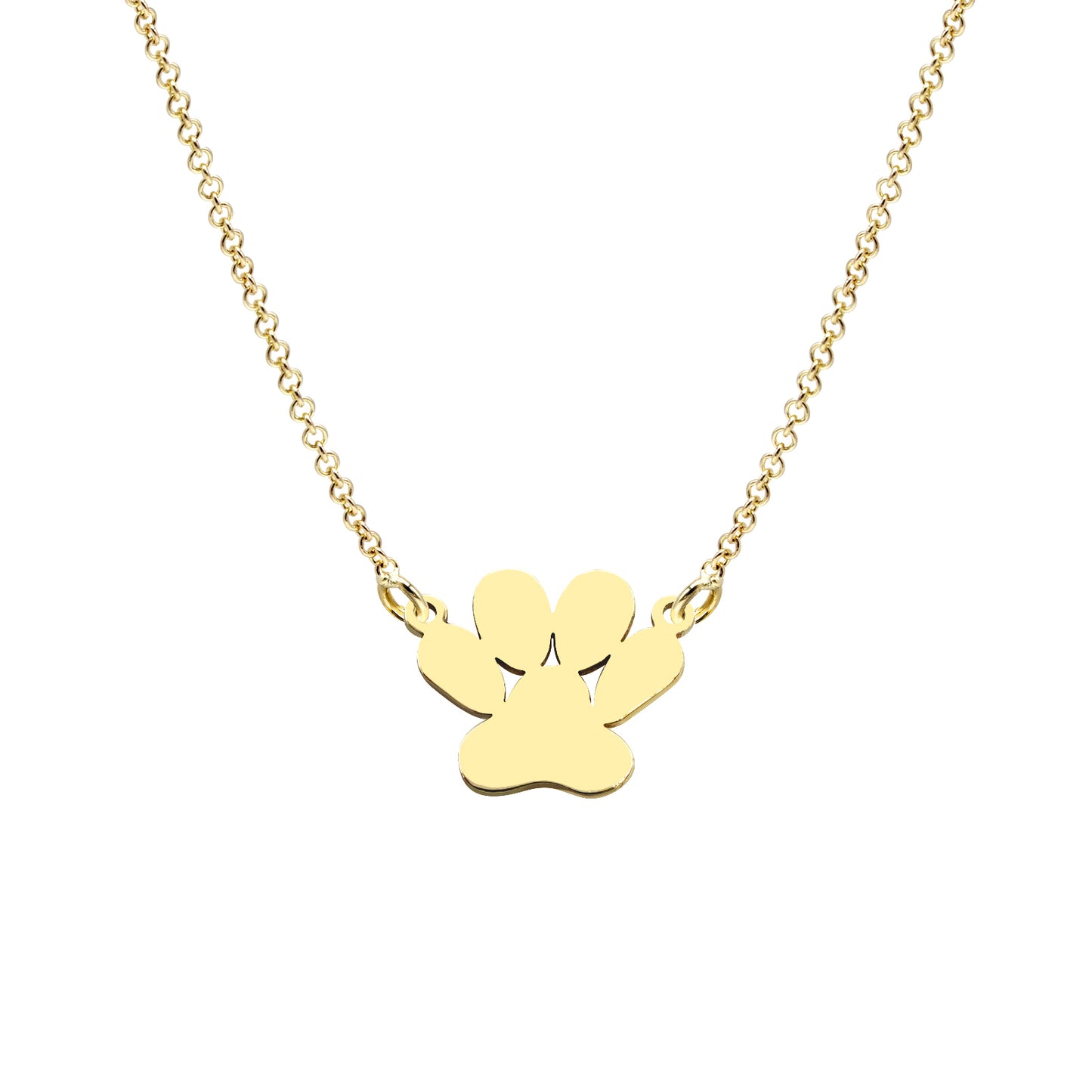 Customizable 14K Gold Dog Paw with Chain and Engravable | High Polish