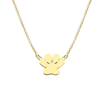 Customizable 14K Gold Dog Paw with Chain and Engravable | High Polish