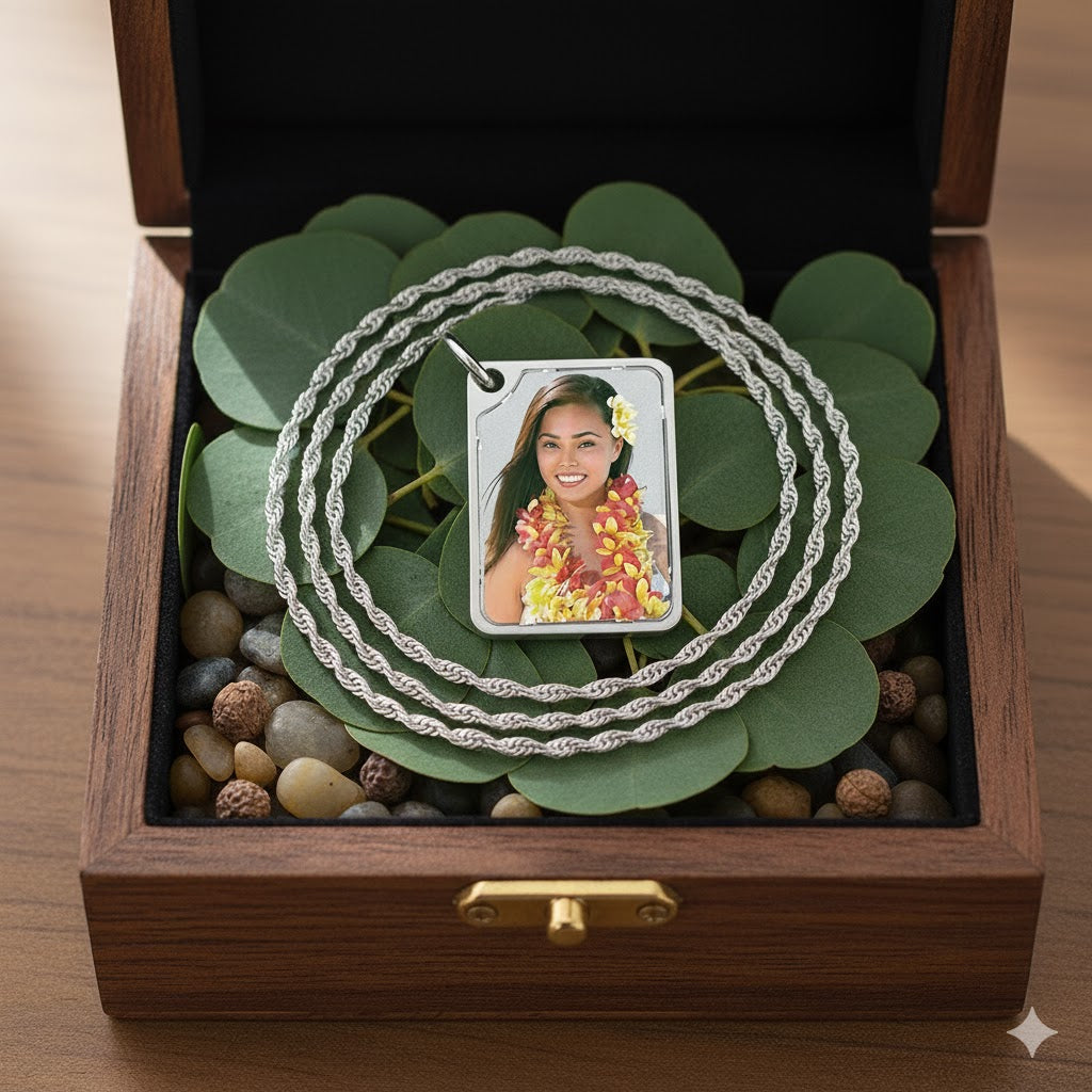 Unique 14K Gold Picture Pendant Rounded Dog Tag Shape with Cut-out for Customized Jewelry