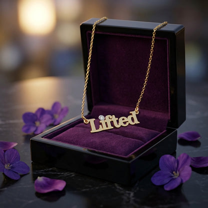 Diamond Accented Nameplate Necklace in 14K Gold