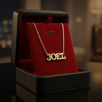 Diamond Cut Nameplate with Curb Chain in 14K Gold