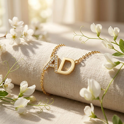 Diamond First Character Charm Necklace in 14K Gold  | Custom Chains