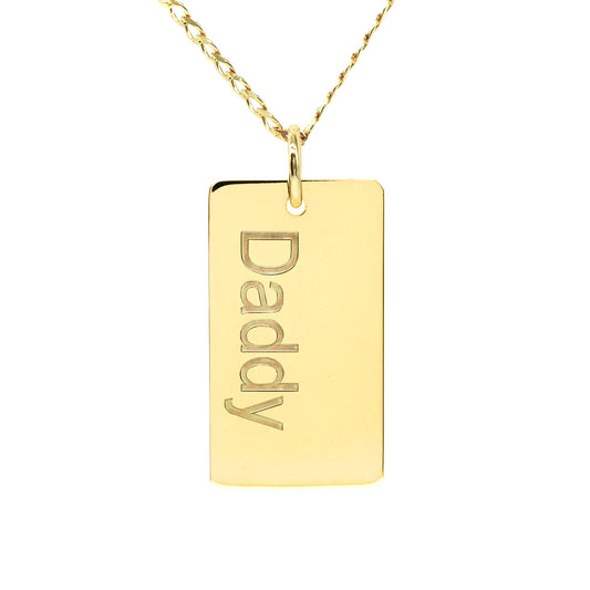 Custom Engravable Dog Tag Pendant in 14K Gold | High Polish