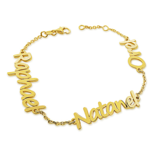 Personalized Multi-Name Bracelet in Solid 14K Gold