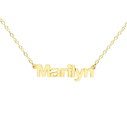 Personalized 14K Gold Modern Block Text Name Necklace