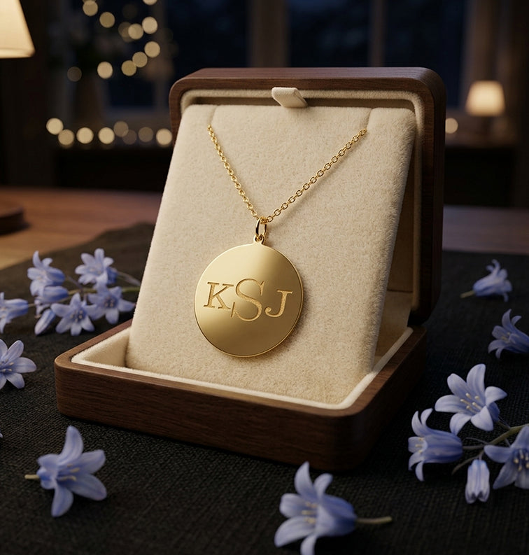 Engravable Disc Pendant in 14K Gold | 25mm