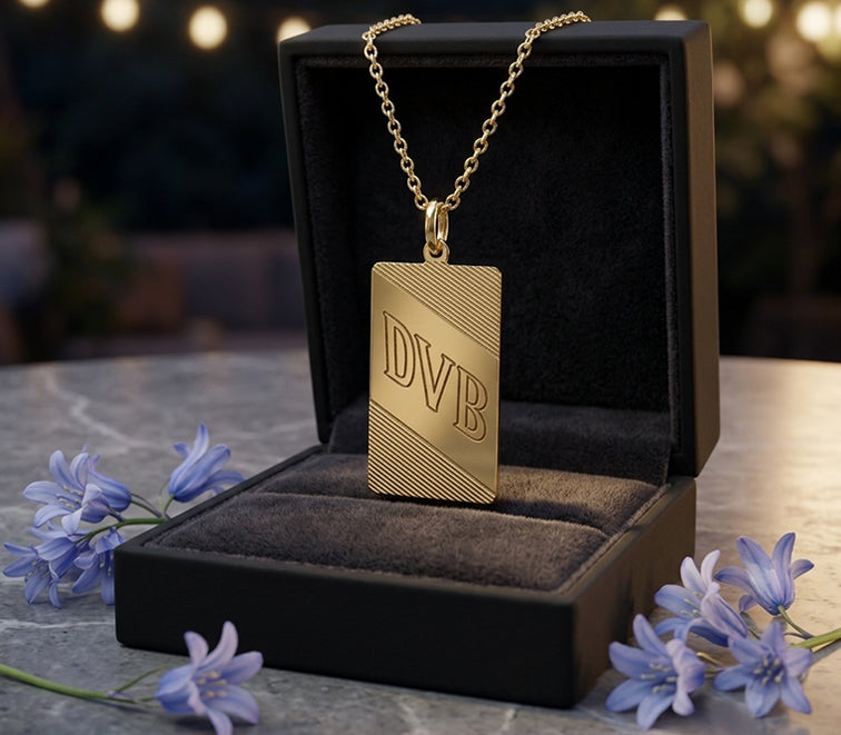 Engravable Dog Tag Pendant in 14K Gold