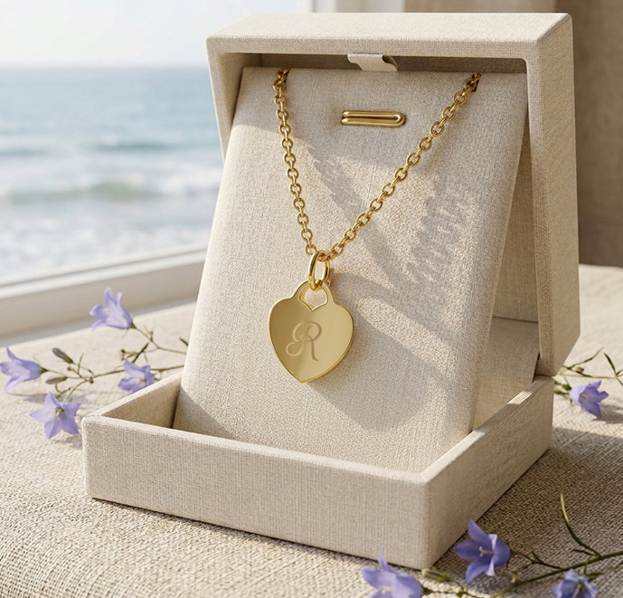 Engravable Lock Charm in High Polished 14K Gold