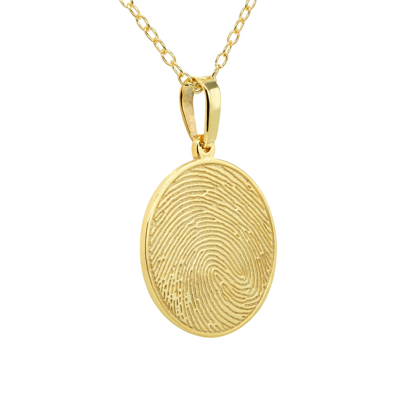 Custom Bezelled Fingerprint Round Pendant in 14K Gold