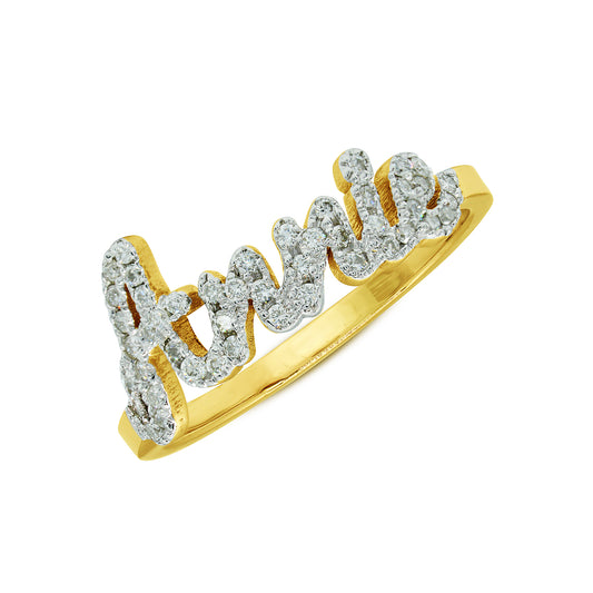 Freestyle Text Diamonds Name Ring in 14K Gold