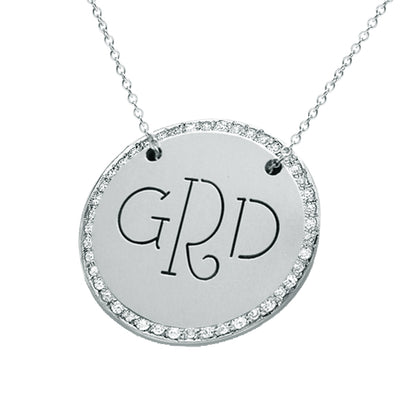 Personalized 14k Gold and Diamond Monogram Disc Necklace - Perfect Gift for Any Occasion