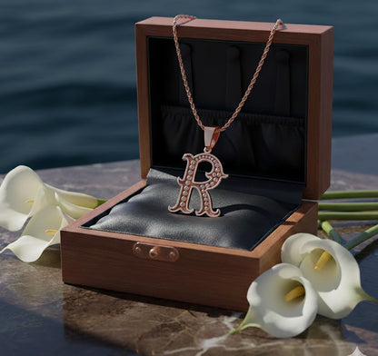 Gothic Monogram Pendant Charm in High Polished 14K Gold